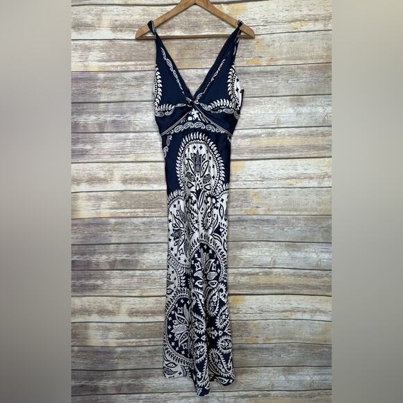 AS-IS Caroline Constas S Paisley Satin silk Dress - Picture 3 of 10